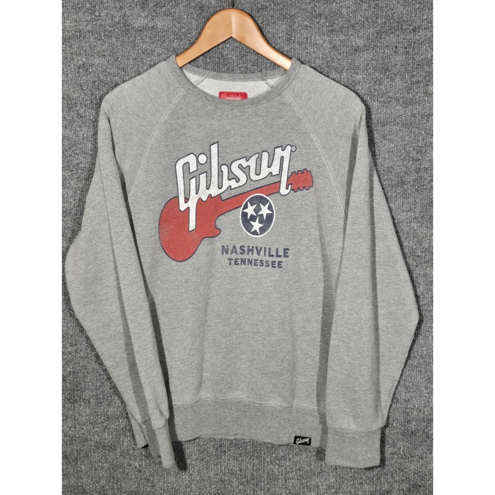 Gibson Nashville Tennessee Crewneck Sweatshirt Unisex Medium Gray Guitar